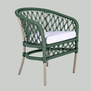 Cadeira Maria tecida em corda náutica cor verde